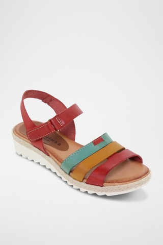 Sandales compensées en cuir - Multicolore