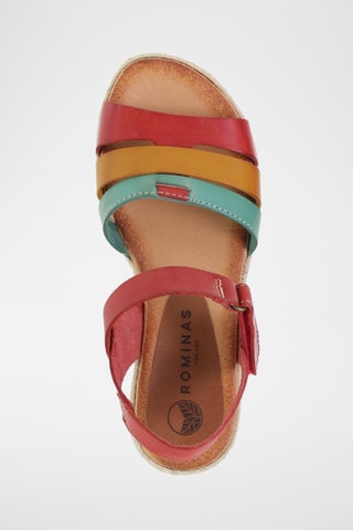 Sandales compensées en cuir - Multicolore