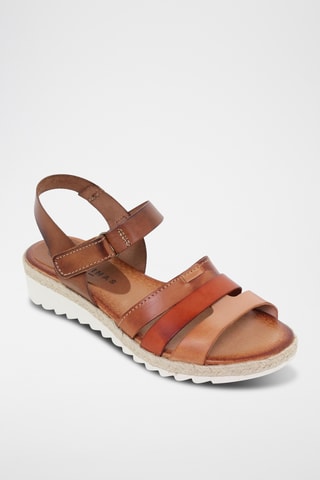 Sandales compensées en cuir - Multicolore