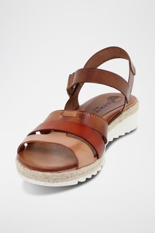 Sandales compensées en cuir - Multicolore