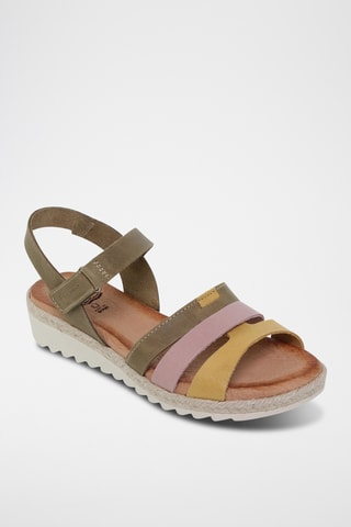 Sandales compensées en cuir - Multicolore