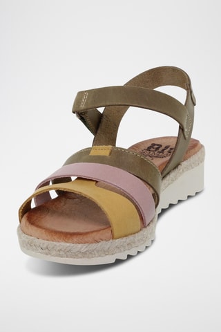 Sandales compensées en cuir - Multicolore