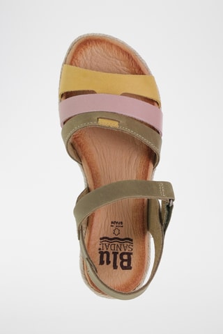 Sandales compensées en cuir - Multicolore