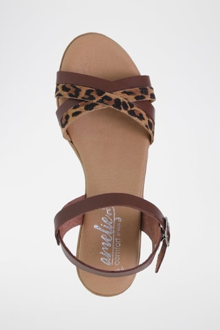 Sandales compensées en cuir  Amélie - Noir et marron