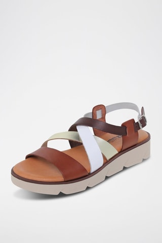 Sandales avarca en cuir  Blusandal - Blanc, marron et argenté