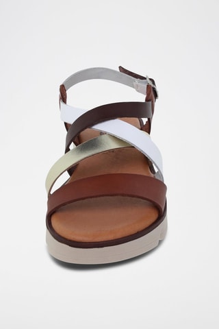 Sandales avarca en cuir  Blusandal - Blanc, marron et argenté