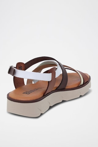 Sandales avarca en cuir  Blusandal - Blanc, marron et argenté