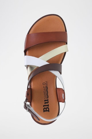 Sandales avarca en cuir  Blusandal - Blanc, marron et argenté