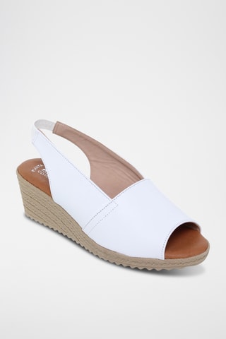 Sandales compensées en cuir - Blanc