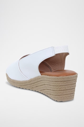 Sandales compensées en cuir - Blanc