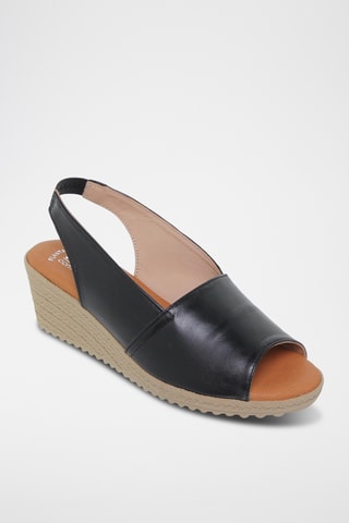 Sandales compensées en cuir - Noir