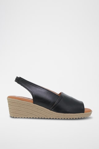 Sandales compensées en cuir - Noir