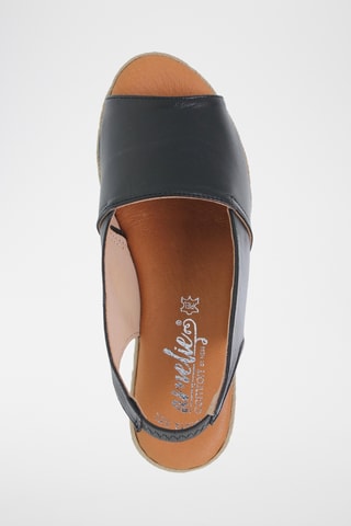 Sandales compensées en cuir - Noir