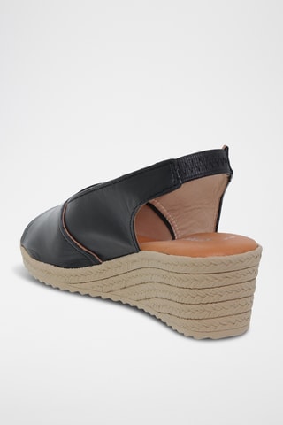 Sandales compensées en cuir - Noir