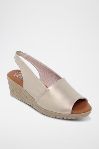 Sandales compensées en cuir - Argenté