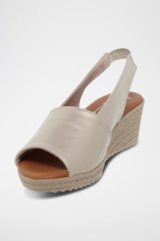 Sandales compensées en cuir - Argenté