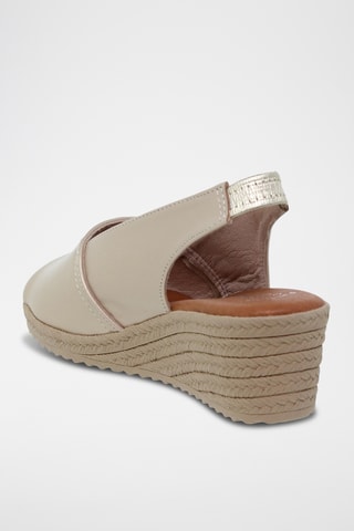 Sandales compensées en cuir - Argenté