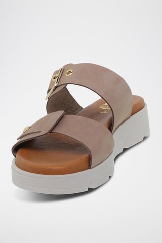 Sandales plateformes en cuir - Taupe
