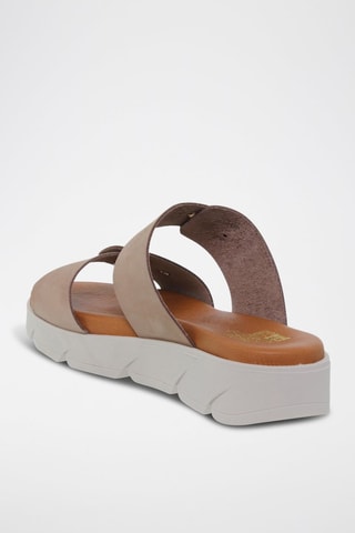 Sandales plateformes en cuir - Taupe