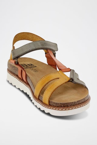 Sandales en cuir  Blusandal - Jaune, orange et gris