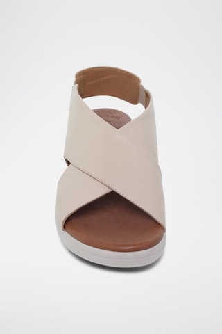 Sandales compensées en cuir  Amelie - Blanc, beige et marron