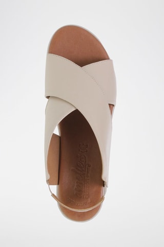 Sandales compensées en cuir  Amelie - Blanc, beige et marron