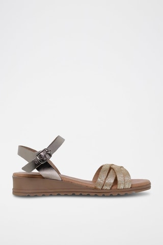 Sandali in pelle Blusandal - Beige e argentato