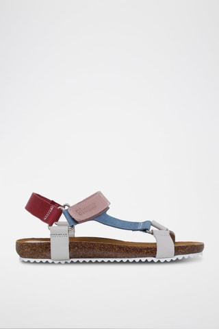 Sandales en cuir - Bleu, rose et gris