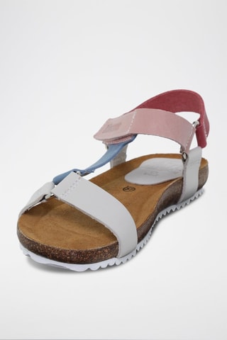 Sandales en cuir - Bleu, rose et gris