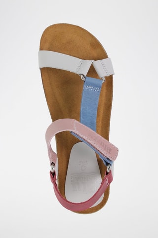 Sandales en cuir - Bleu, rose et gris