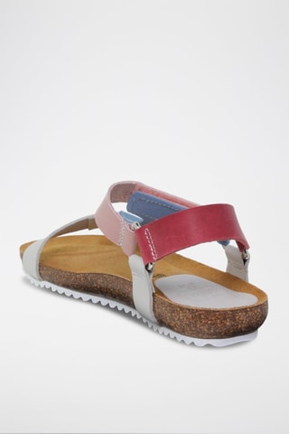 Sandales en cuir - Bleu, rose et gris