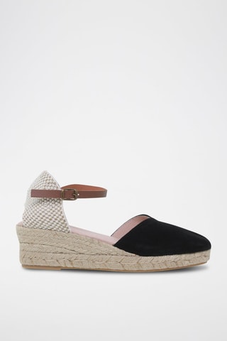Espadrilles compensées en nubuck  Amelie - Noir et beige