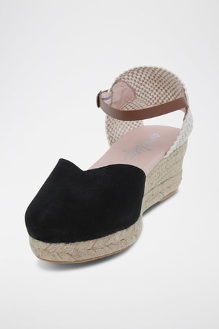 Espadrilles compensées en nubuck  Amelie - Noir et beige