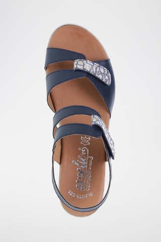 Sandales compensées en cuir  Amelie - Beige et argenté