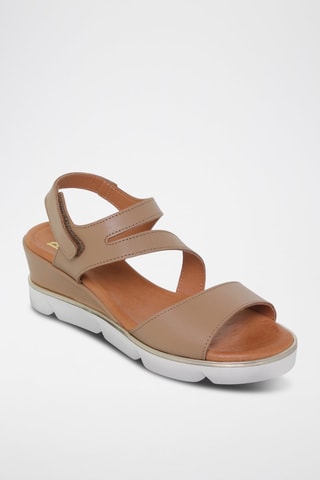 Sandales compensées en cuir  Blusandal - Beige