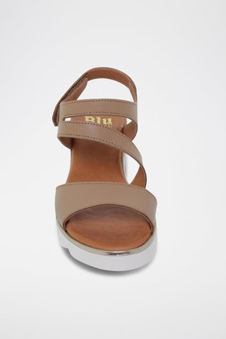 Sandales compensées en cuir  Blusandal - Beige