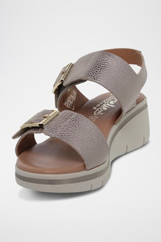 Sandales compensées en cuir - Argenté