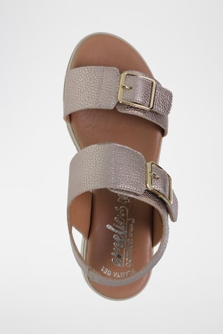 Sandales compensées en cuir - Argenté