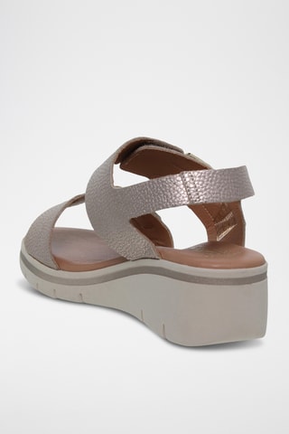 Sandales compensées en cuir - Argenté