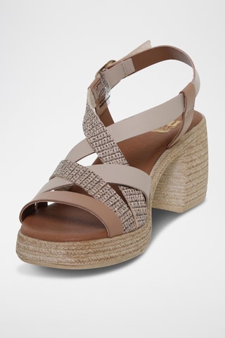 Sandales à talons en cuir - Beige