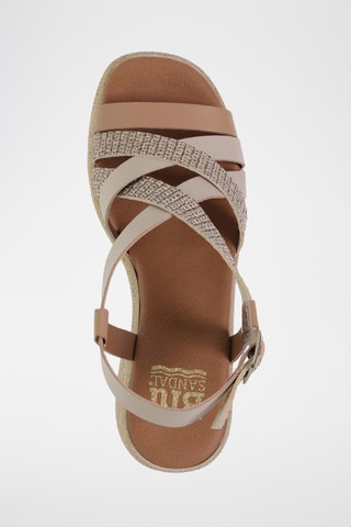 Sandales à talons en cuir - Beige