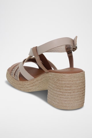 Sandales à talons en cuir - Beige