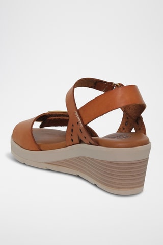 Sandales compensées en cuir - Marron