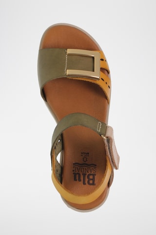 Sandales compensées en cuir - Kaki