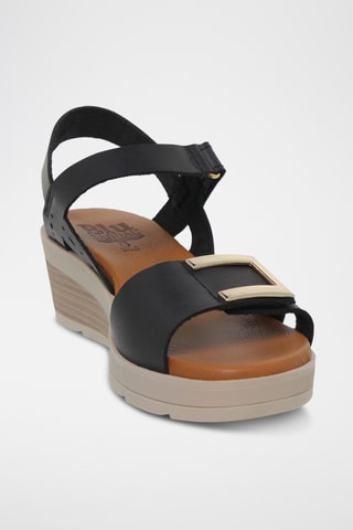 Sandales compensées en cuir - Noir