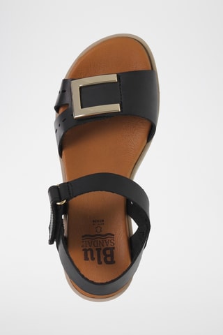 Sandales compensées en cuir - Noir