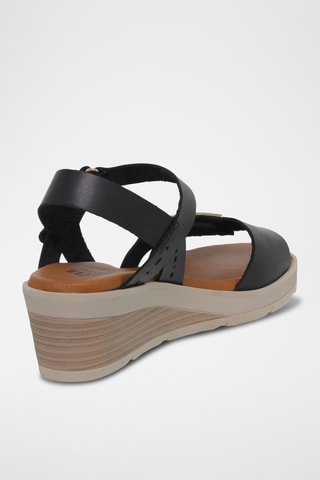 Sandales compensées en cuir - Noir