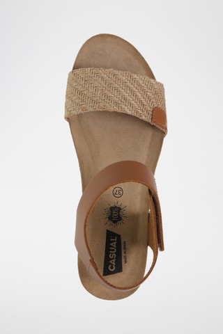 Sandales compensées en cuir - Beige