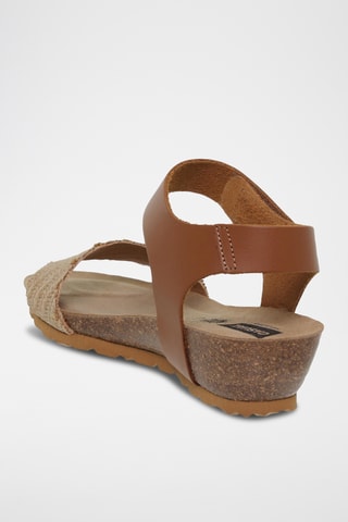 Sandales compensées en cuir - Beige