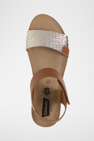 Sandales compensées en cuir - Argenté